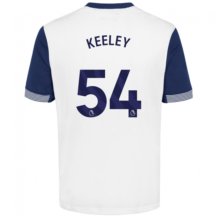 Kandiny Niño Camiseta Josh Keeley #54 Blanco Azul 1ª Equipación 2024/25 La Camisa Chile