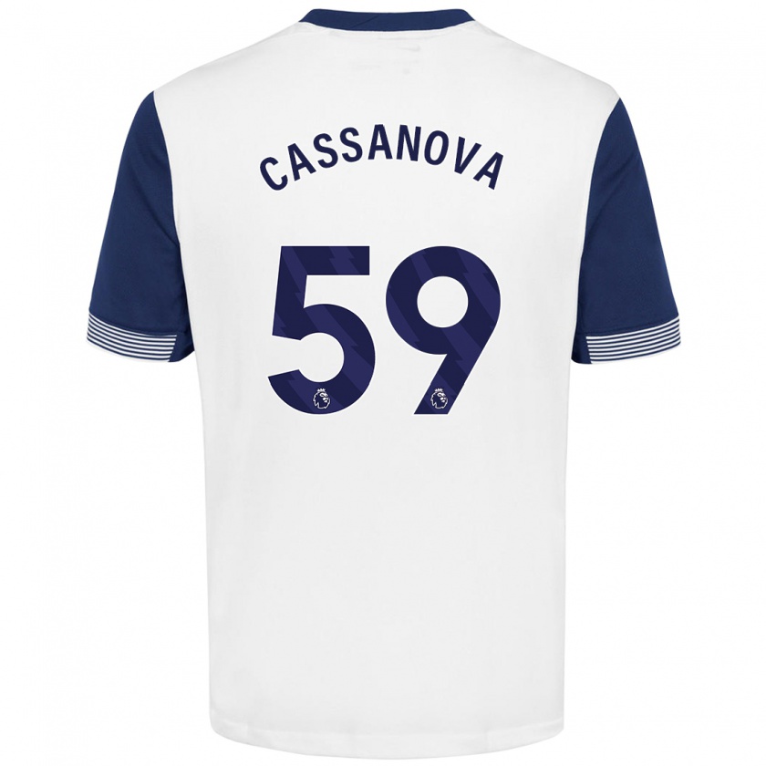 Kandiny Niño Camiseta Dante Cassanova #59 Blanco Azul 1ª Equipación 2024/25 La Camisa Chile