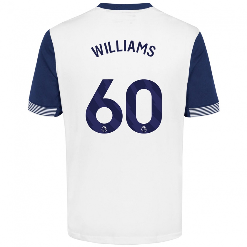 Kandiny Niño Camiseta Jaden Williams #60 Blanco Azul 1ª Equipación 2024/25 La Camisa Chile