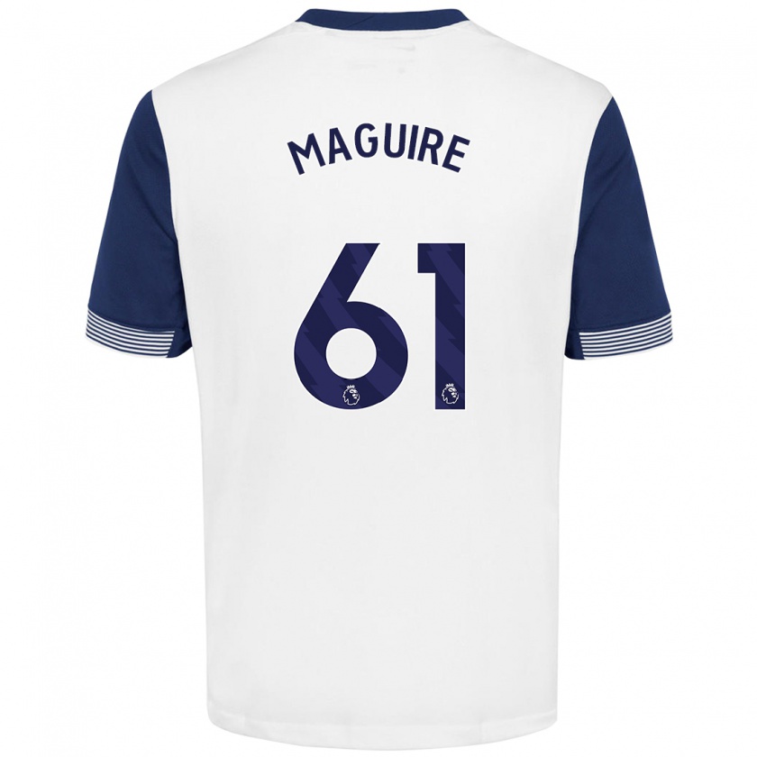 Kandiny Niño Camiseta Aaron Maguire #61 Blanco Azul 1ª Equipación 2024/25 La Camisa Chile