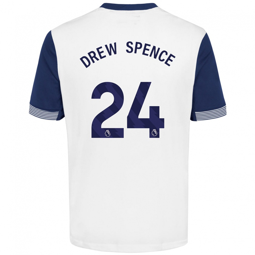 Kandiny Niño Camiseta Drew Spence #24 Blanco Azul 1ª Equipación 2024/25 La Camisa Chile