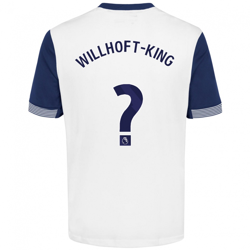 Kandiny Niño Camiseta Han Willhoft-King #0 Blanco Azul 1ª Equipación 2024/25 La Camisa Chile