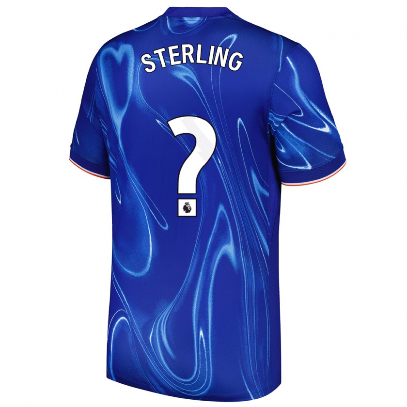 Kandiny Niño Camiseta Raheem Sterling #0 Azul Blanco 1ª Equipación 2024/25 La Camisa Chile