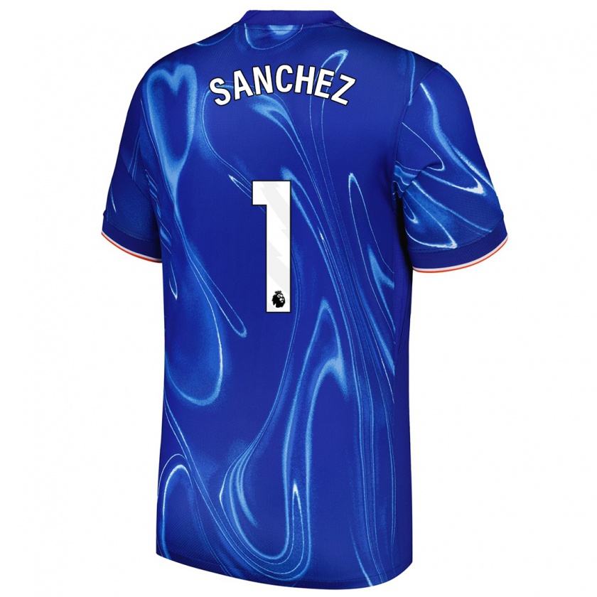 Kandiny Niño Camiseta Robert Sánchez #1 Azul Blanco 1ª Equipación 2024/25 La Camisa Chile