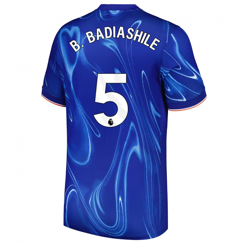 Kandiny Niño Camiseta Benoît Badiashile #5 Azul Blanco 1ª Equipación 2024/25 La Camisa Chile