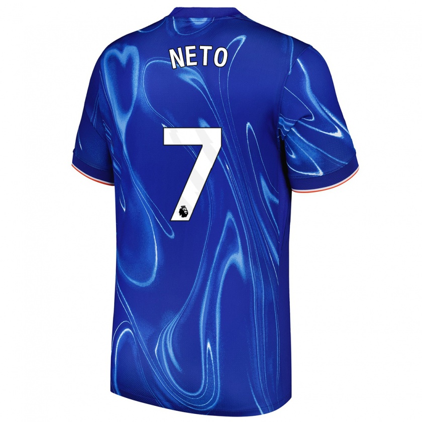 Kandiny Niño Camiseta Pedro Neto #7 Azul Blanco 1ª Equipación 2024/25 La Camisa Chile