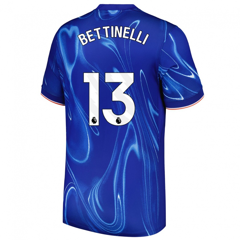 Kandiny Niño Camiseta Marcus Bettinelli #13 Azul Blanco 1ª Equipación 2024/25 La Camisa Chile