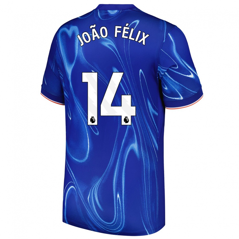 Kandiny Niño Camiseta João Félix #14 Azul Blanco 1ª Equipación 2024/25 La Camisa Chile