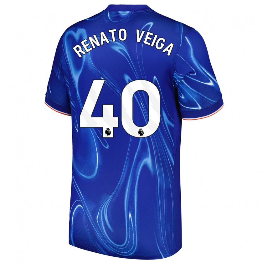 Kandiny Niño Camiseta Renato Veiga #40 Azul Blanco 1ª Equipación 2024/25 La Camisa Chile