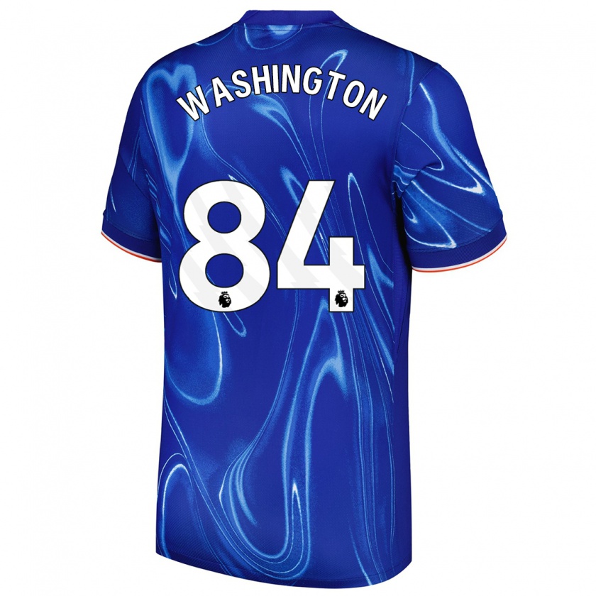 Kandiny Niño Camiseta Marcell Washington #84 Azul Blanco 1ª Equipación 2024/25 La Camisa Chile