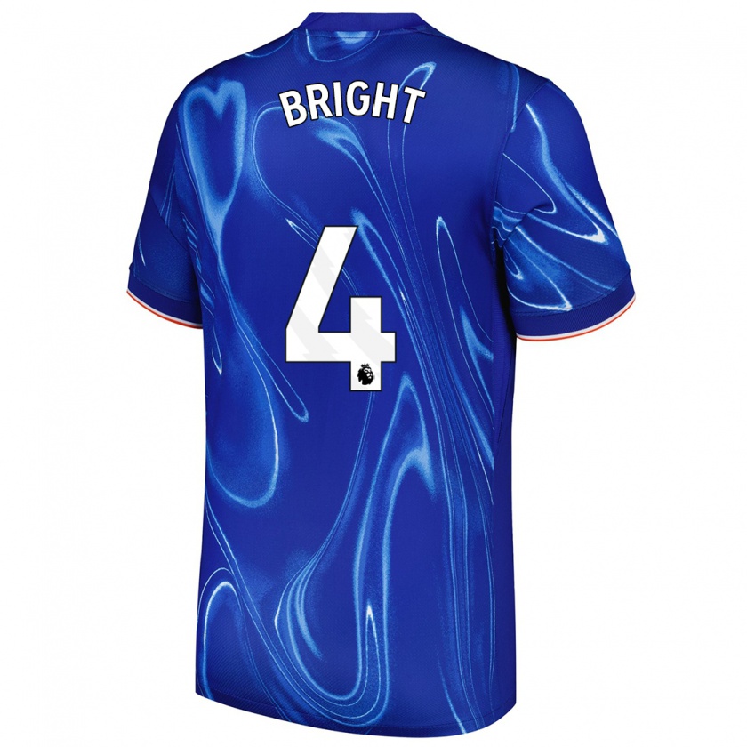 Kandiny Niño Camiseta Millie Bright #4 Azul Blanco 1ª Equipación 2024/25 La Camisa Chile