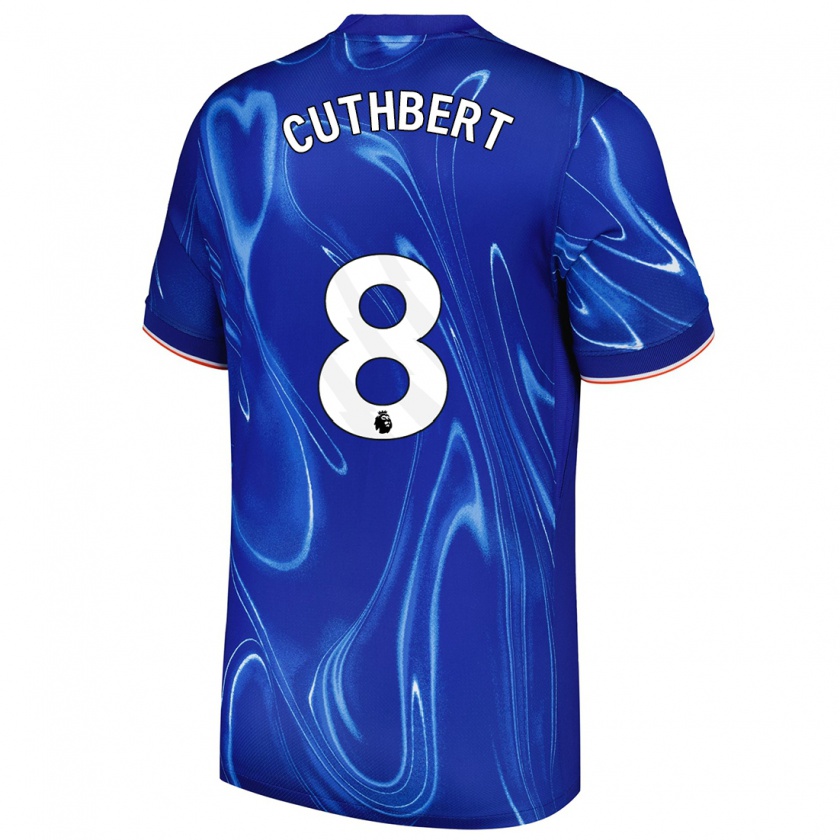 Kandiny Niño Camiseta Erin Cuthbert #8 Azul Blanco 1ª Equipación 2024/25 La Camisa Chile