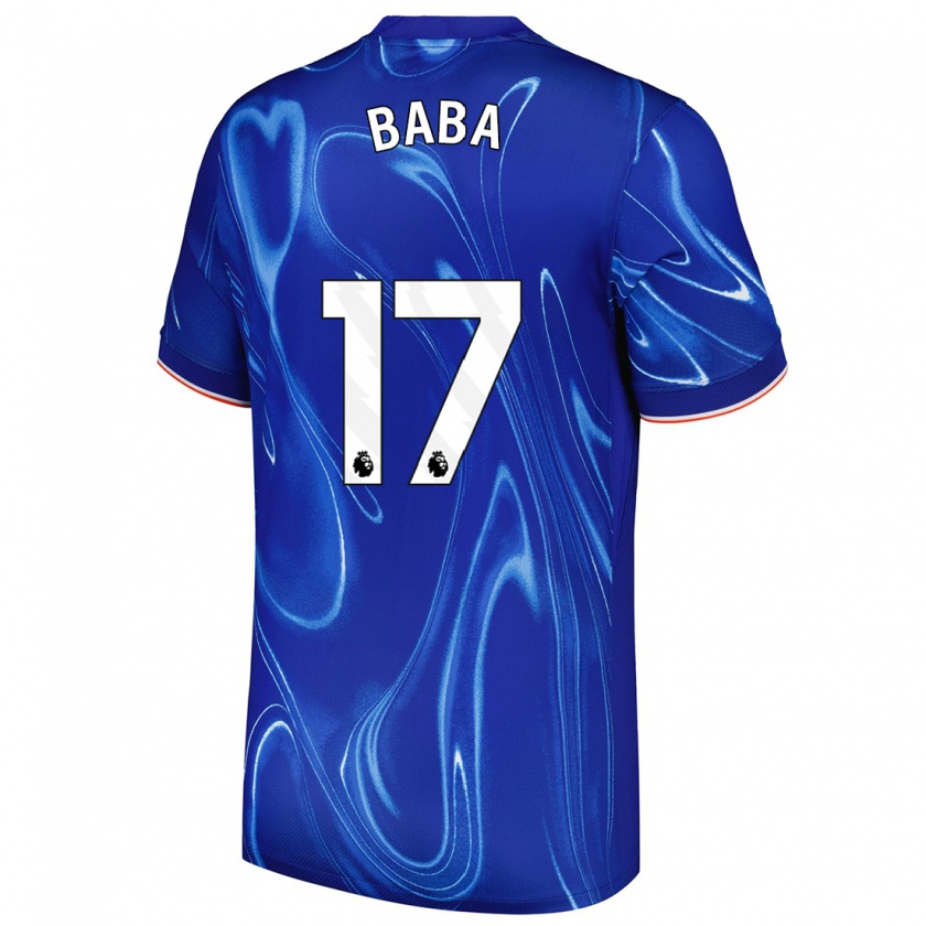 Kandiny Niño Camiseta Abdul-Rahman Baba #17 Azul Blanco 1ª Equipación 2024/25 La Camisa Chile