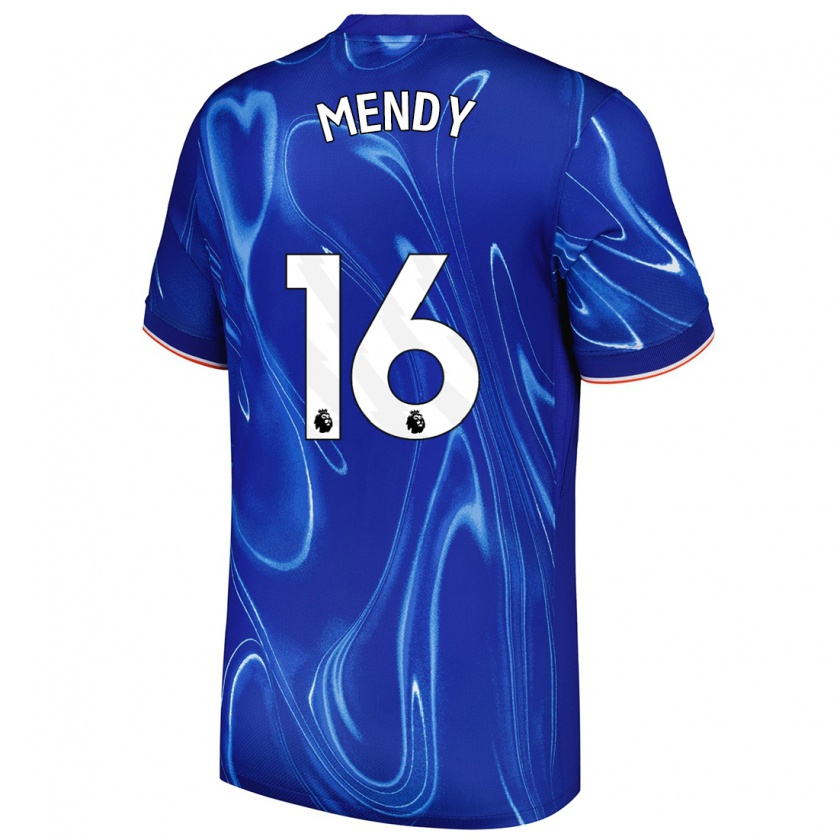 Kandiny Niño Camiseta Edouard Mendy #16 Azul Blanco 1ª Equipación 2024/25 La Camisa Chile