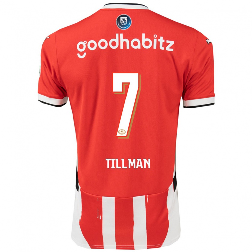 Kandiny Niño Camiseta Malik Tillman #7 Rojo Blanco 1ª Equipación 2024/25 La Camisa Chile