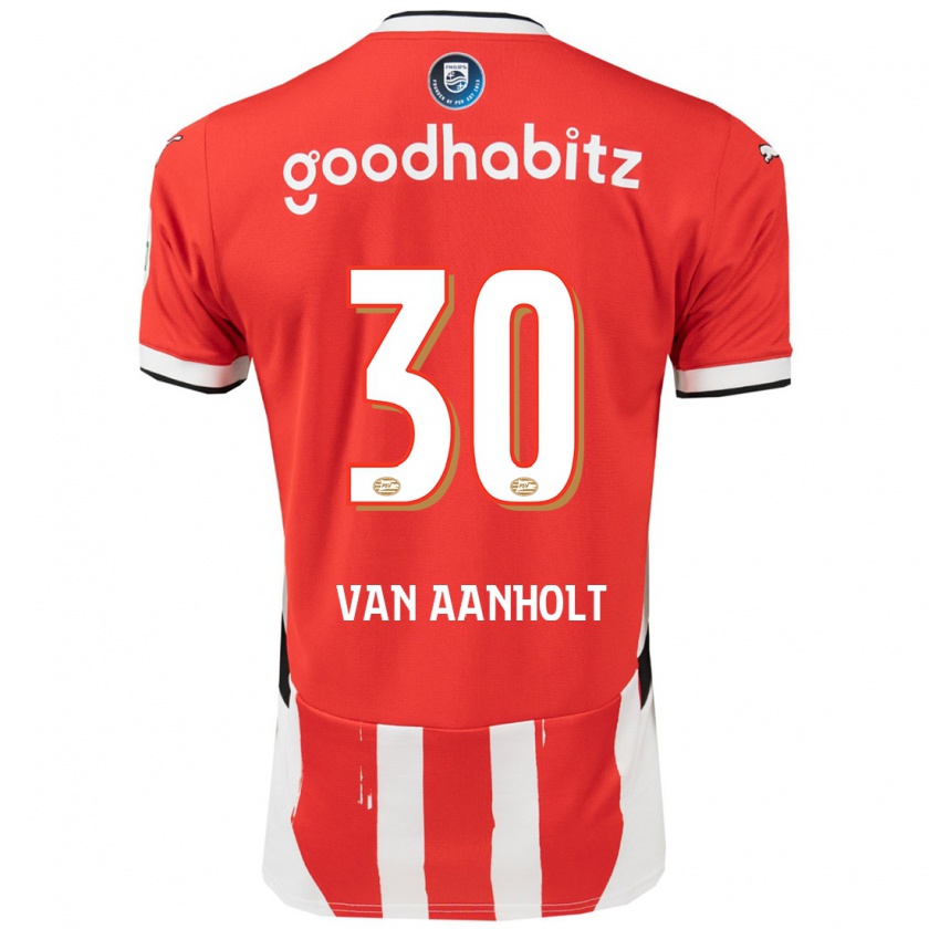 Kandiny Niño Camiseta Patrick Van Aanholt #30 Rojo Blanco 1ª Equipación 2024/25 La Camisa Chile