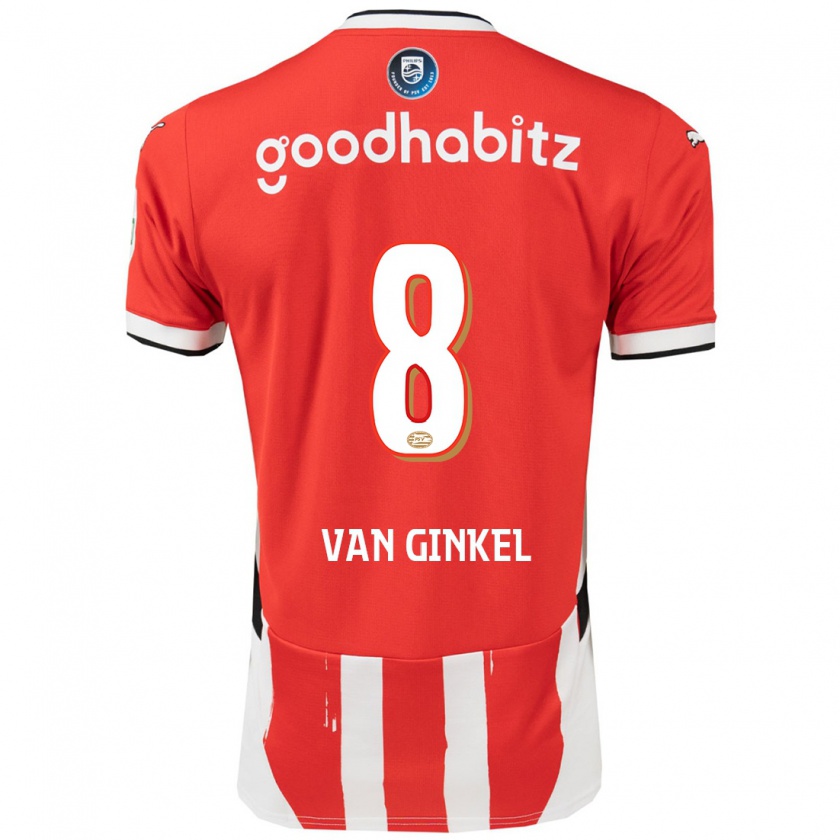 Kandiny Niño Camiseta Marco Van Ginkel #8 Rojo Blanco 1ª Equipación 2024/25 La Camisa Chile