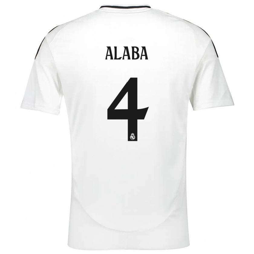 Kandiny Niño Camiseta David Alaba #4 Blanco 1ª Equipación 2024/25 La Camisa Chile