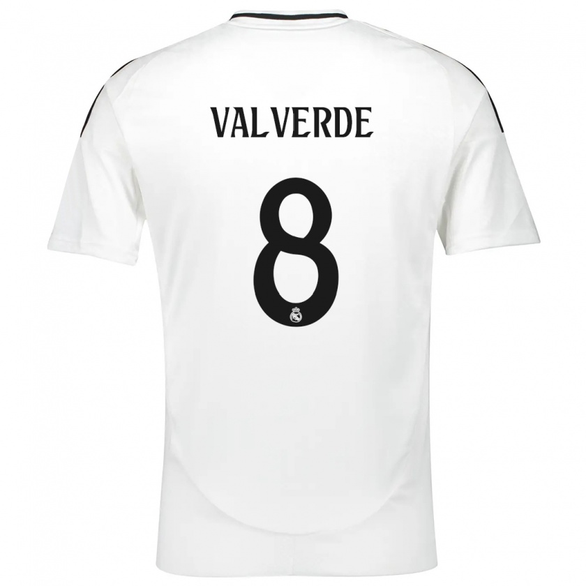 Kandiny Niño Camiseta Federico Valverde #8 Blanco 1ª Equipación 2024/25 La Camisa Chile