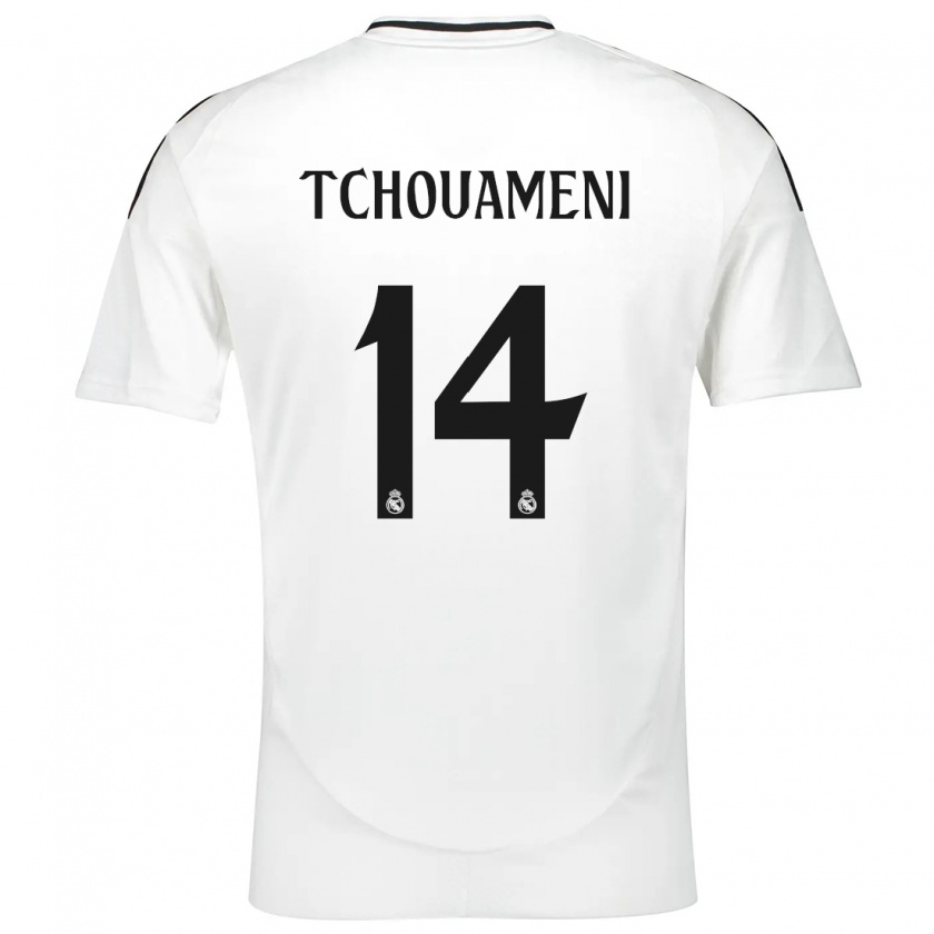 Kandiny Niño Camiseta Aurélien Tchouaméni #14 Blanco 1ª Equipación 2024/25 La Camisa Chile