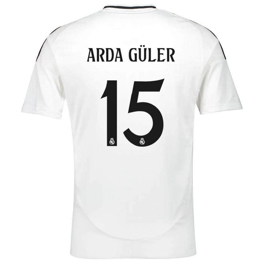 Kandiny Niño Camiseta Arda Güler #15 Blanco 1ª Equipación 2024/25 La Camisa Chile