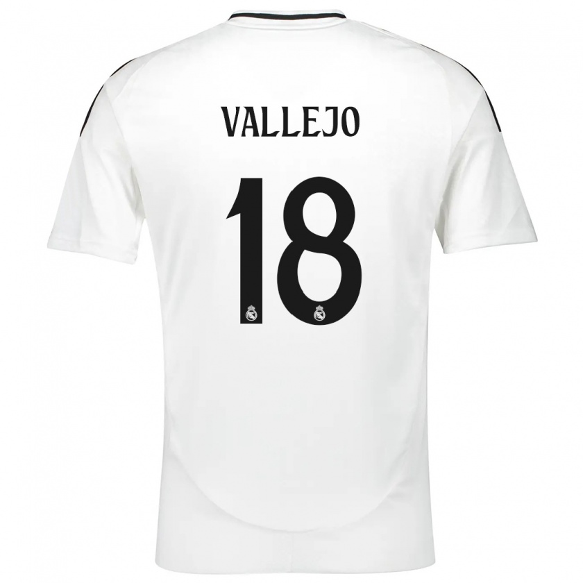 Kandiny Niño Camiseta Jesús Vallejo #18 Blanco 1ª Equipación 2024/25 La Camisa Chile