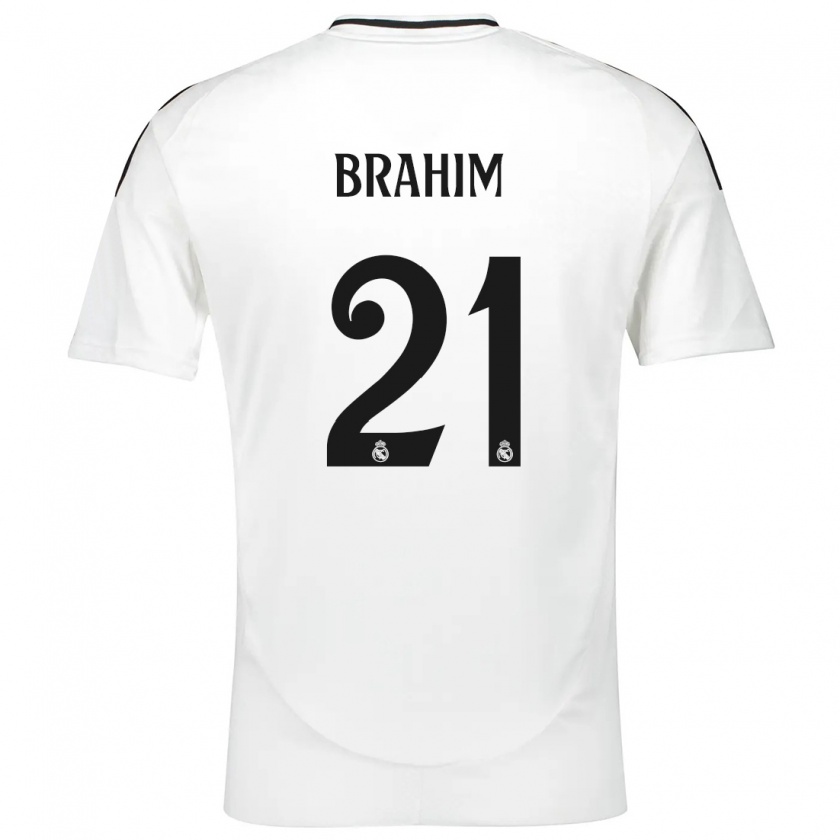 Kandiny Niño Camiseta Brahim Díaz #21 Blanco 1ª Equipación 2024/25 La Camisa Chile