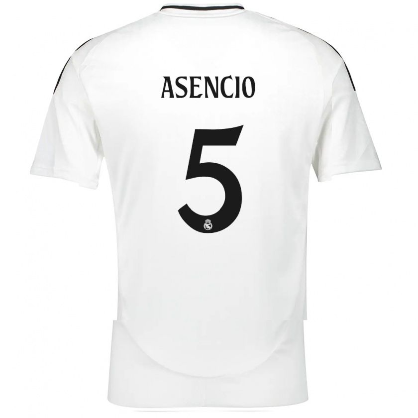 Kandiny Niño Camiseta Raúl Asencio #5 Blanco 1ª Equipación 2024/25 La Camisa Chile