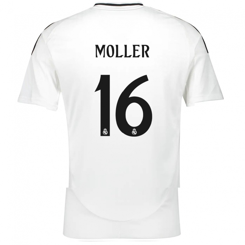 Kandiny Niño Camiseta Caroline Møller #16 Blanco 1ª Equipación 2024/25 La Camisa Chile