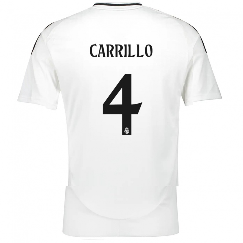 Kandiny Niño Camiseta Álvaro Carrillo #4 Blanco 1ª Equipación 2024/25 La Camisa Chile