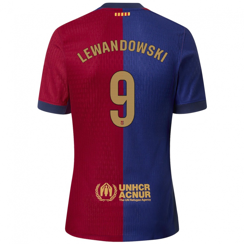 Kandiny Niño Camiseta Robert Lewandowski #9 Azul Rojo 1ª Equipación 2024/25 La Camisa Chile