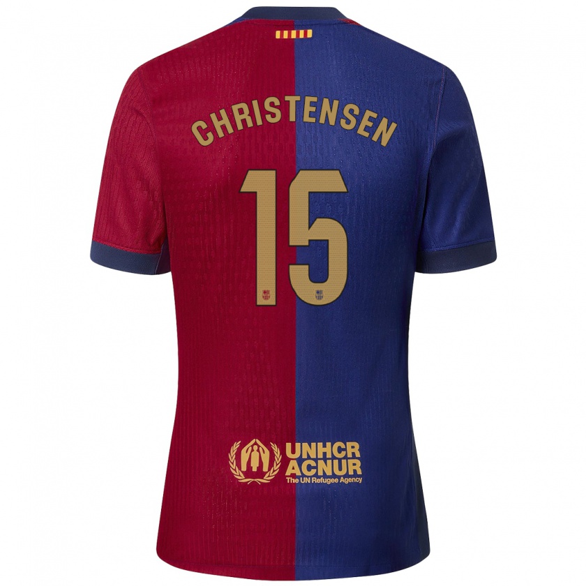 Kandiny Niño Camiseta Andreas Christensen #15 Azul Rojo 1ª Equipación 2024/25 La Camisa Chile