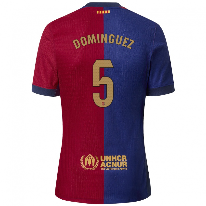 Kandiny Niño Camiseta Sergi Domínguez #5 Azul Rojo 1ª Equipación 2024/25 La Camisa Chile