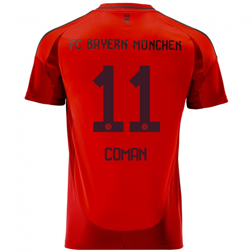 Kandiny Niño Camiseta Kingsley Coman #11 Rojo 1ª Equipación 2024/25 La Camisa Chile