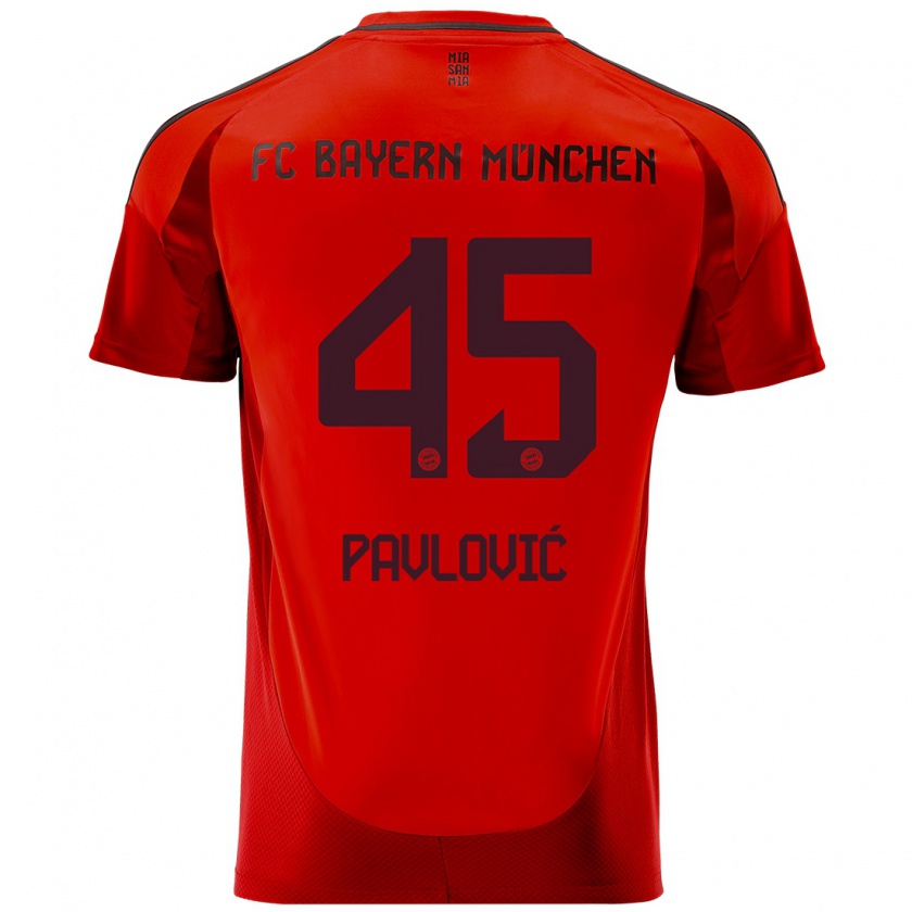 Kandiny Niño Camiseta Aleksandar Pavlovic #45 Rojo 1ª Equipación 2024/25 La Camisa Chile