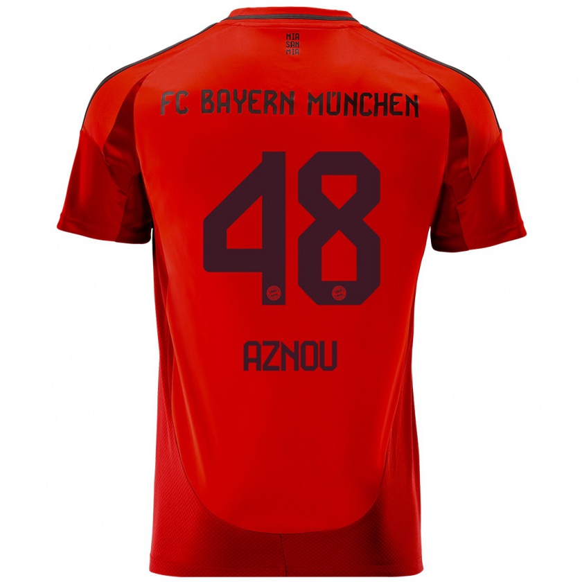 Kandiny Niño Camiseta Adam Aznou #48 Rojo 1ª Equipación 2024/25 La Camisa Chile