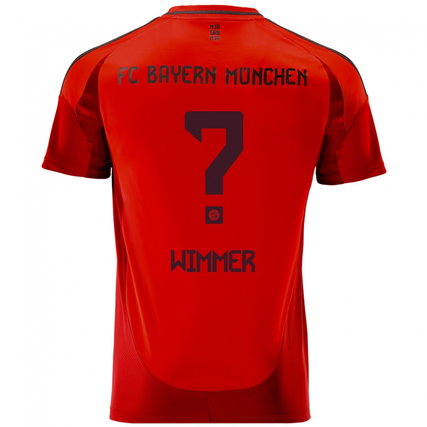 Kandiny Niño Camiseta Benedikt Wimmer #0 Rojo 1ª Equipación 2024/25 La Camisa Chile