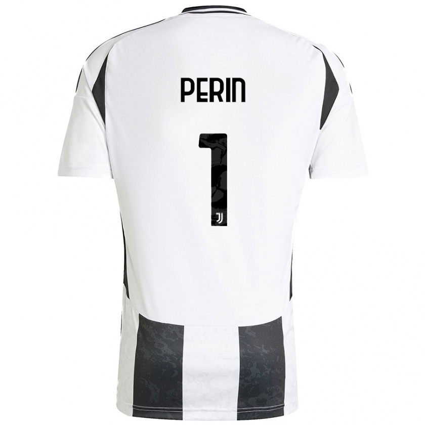 Kandiny Niño Camiseta Mattia Perin #1 Blanco Negro 1ª Equipación 2024/25 La Camisa Chile