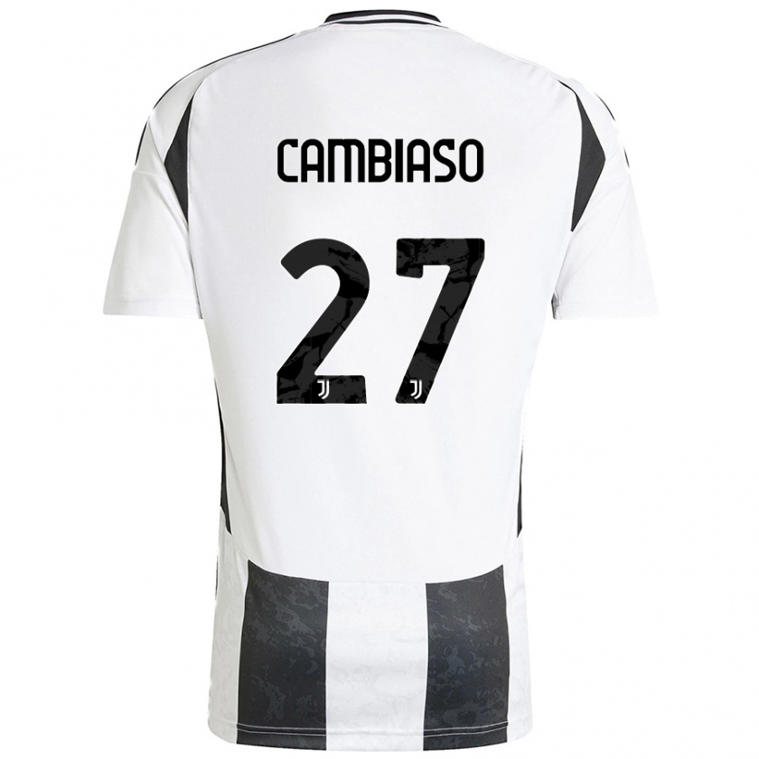 Kandiny Niño Camiseta Andrea Cambiaso #27 Blanco Negro 1ª Equipación 2024/25 La Camisa Chile