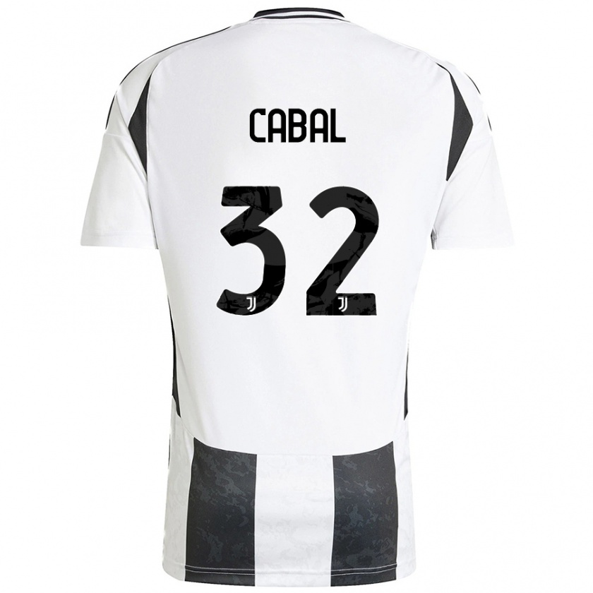 Kandiny Niño Camiseta Juan Cabal #32 Blanco Negro 1ª Equipación 2024/25 La Camisa Chile