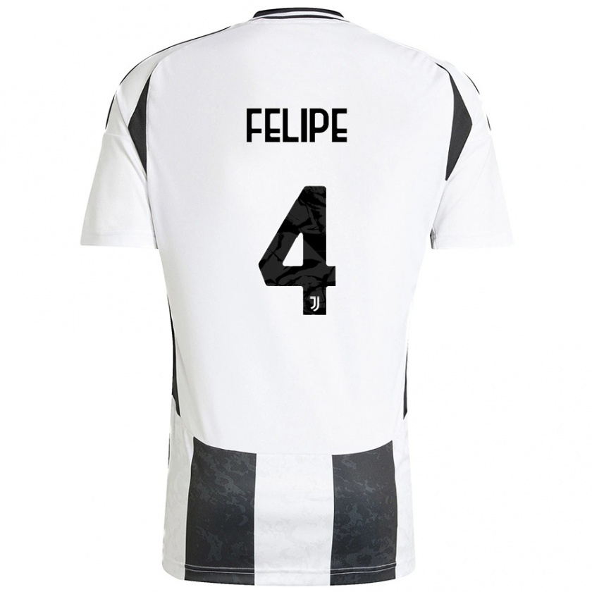 Kandiny Niño Camiseta Pedro Felipe #4 Blanco Negro 1ª Equipación 2024/25 La Camisa Chile