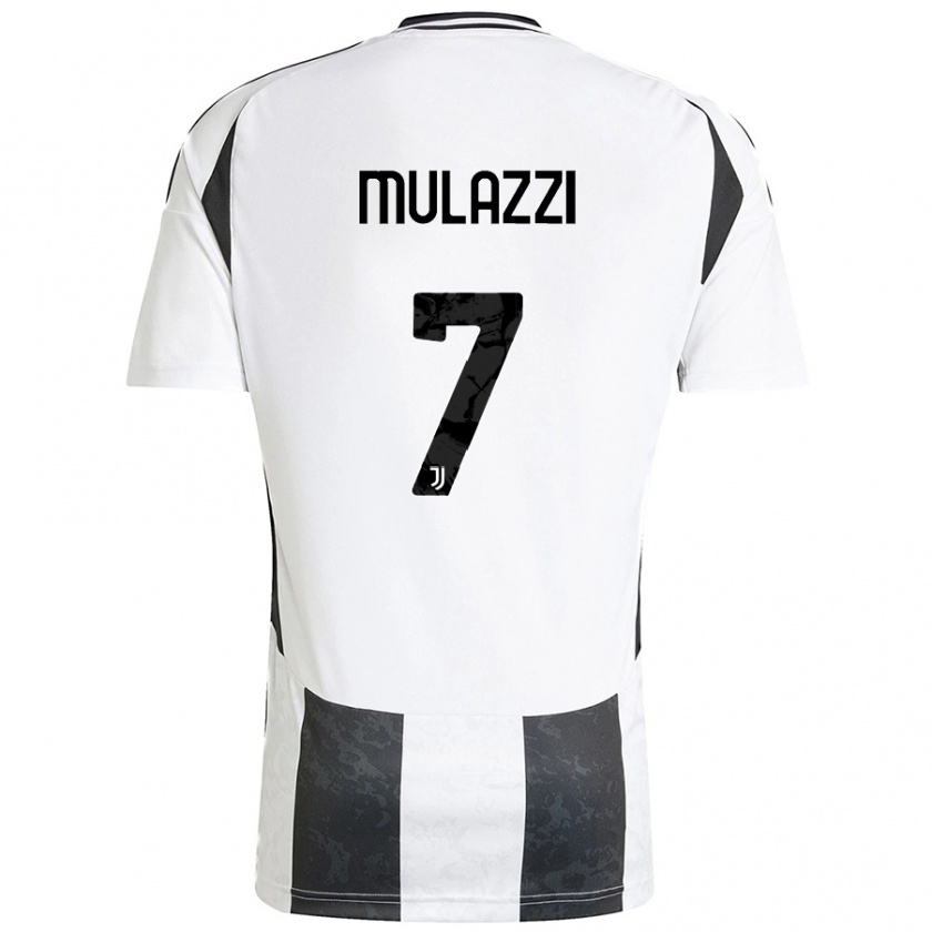 Kandiny Niño Camiseta Gabriele Mulazzi #7 Blanco Negro 1ª Equipación 2024/25 La Camisa Chile