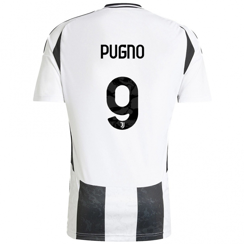 Kandiny Niño Camiseta Diego Pugno #9 Blanco Negro 1ª Equipación 2024/25 La Camisa Chile