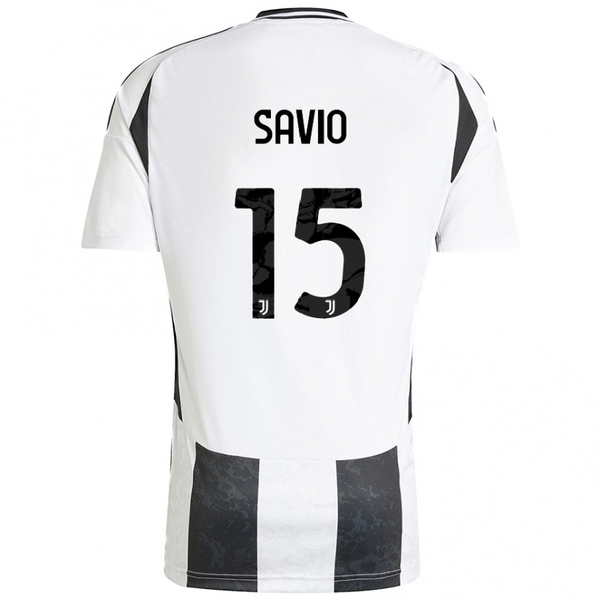 Kandiny Niño Camiseta Federico Savio #15 Blanco Negro 1ª Equipación 2024/25 La Camisa Chile