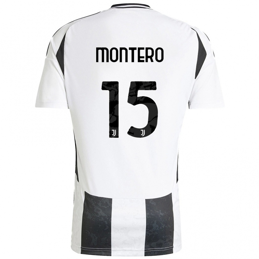 Kandiny Niño Camiseta Alfonso Montero #15 Blanco Negro 1ª Equipación 2024/25 La Camisa Chile