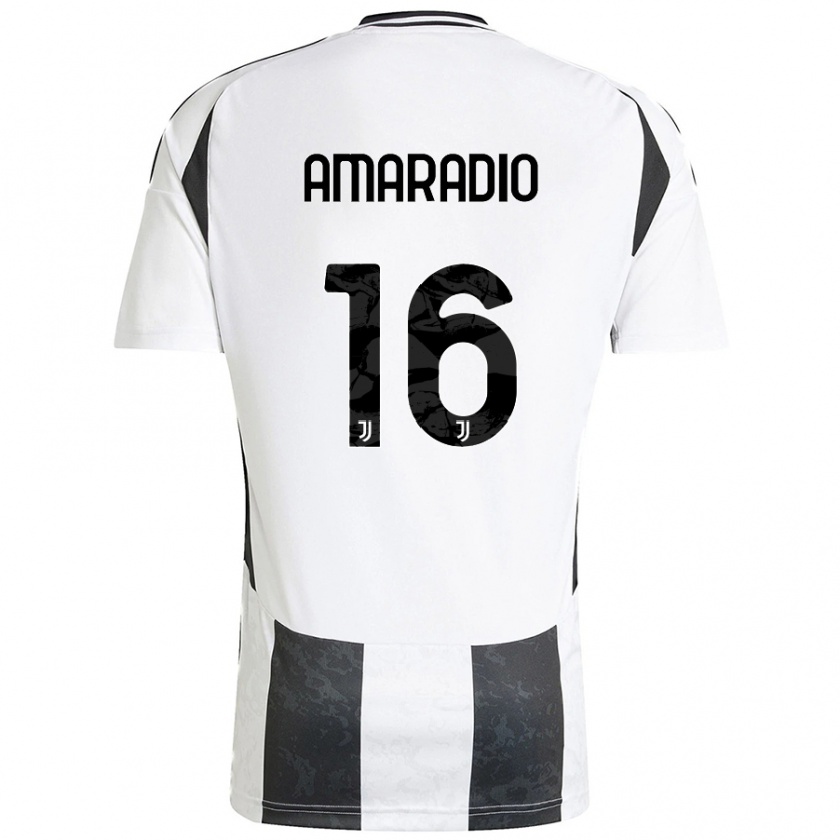 Kandiny Niño Camiseta Luca Amaradio #16 Blanco Negro 1ª Equipación 2024/25 La Camisa Chile