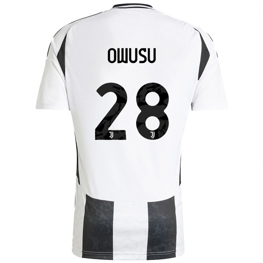 Kandiny Niño Camiseta Augusto Owusu #28 Blanco Negro 1ª Equipación 2024/25 La Camisa Chile