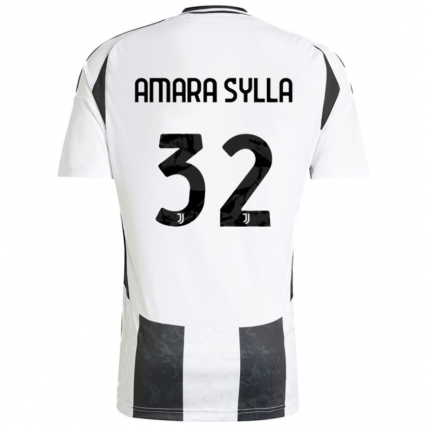 Kandiny Niño Camiseta Idris Amara Sylla #32 Blanco Negro 1ª Equipación 2024/25 La Camisa Chile