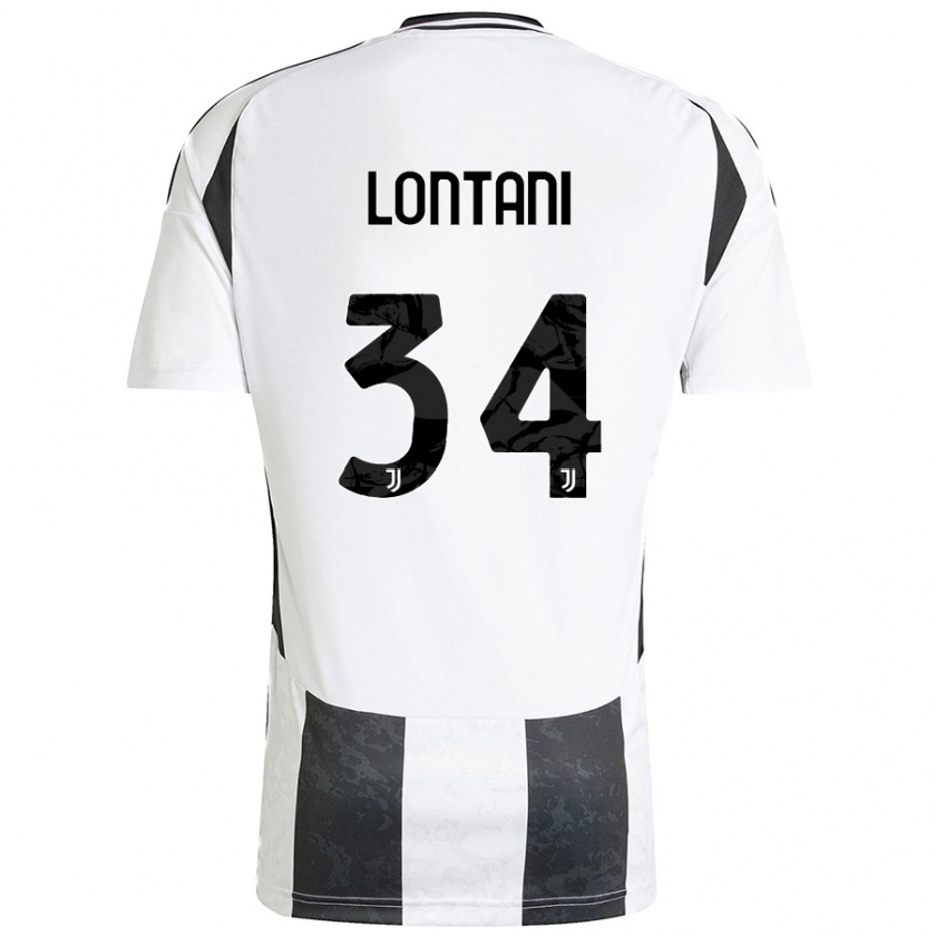 Kandiny Niño Camiseta Matteo Lontani #34 Blanco Negro 1ª Equipación 2024/25 La Camisa Chile