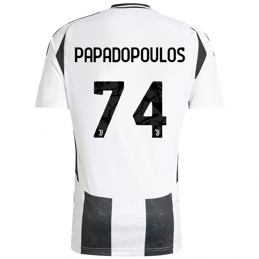 Kandiny Niño Camiseta Christos Papadopoulos #74 Blanco Negro 1ª Equipación 2024/25 La Camisa Chile